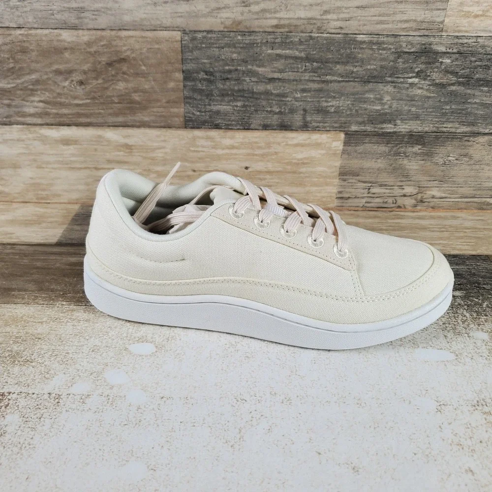 Allbirds Canvas Pacer Women Shoes Sz 8 W Natural White Blizzard Lace Up Sneakers